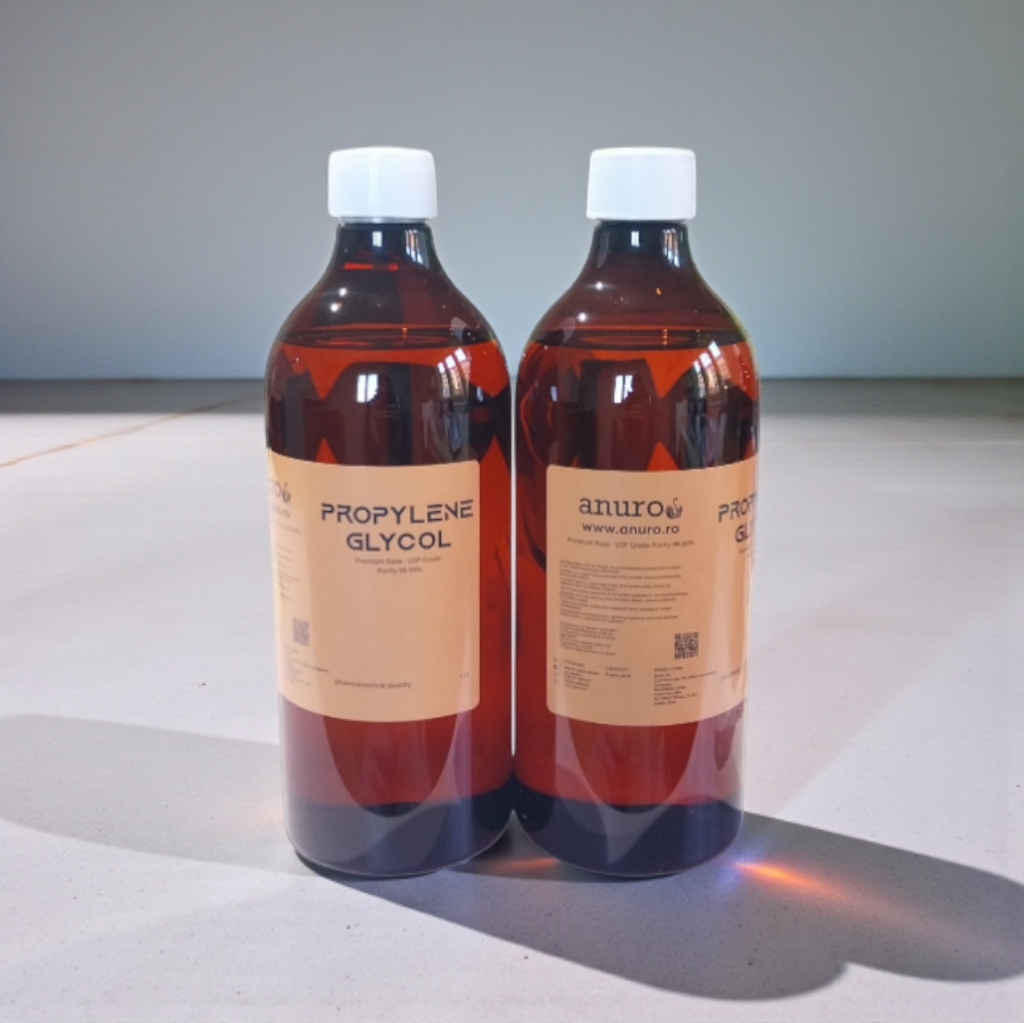 Propilenglicol farmaceutic (PG), puritate 99.90%, 1000 ml - Anuro Duo ofera PG fara miros, un produs premium de la BASF SE-USP Grade- Glikol - Гликол - Glikol -Propilén-glikol - Пропилен гликол - Glikol propylenowy - Propilén glikol -Пропилен гликол - Propylenowy glikol - Propilén-glikol ára - Цена на пропилен гликол -Cena propylenu glikolu - Glikol propilén ára - Цена на пропилен гликол - Cena propylenu glikolu
