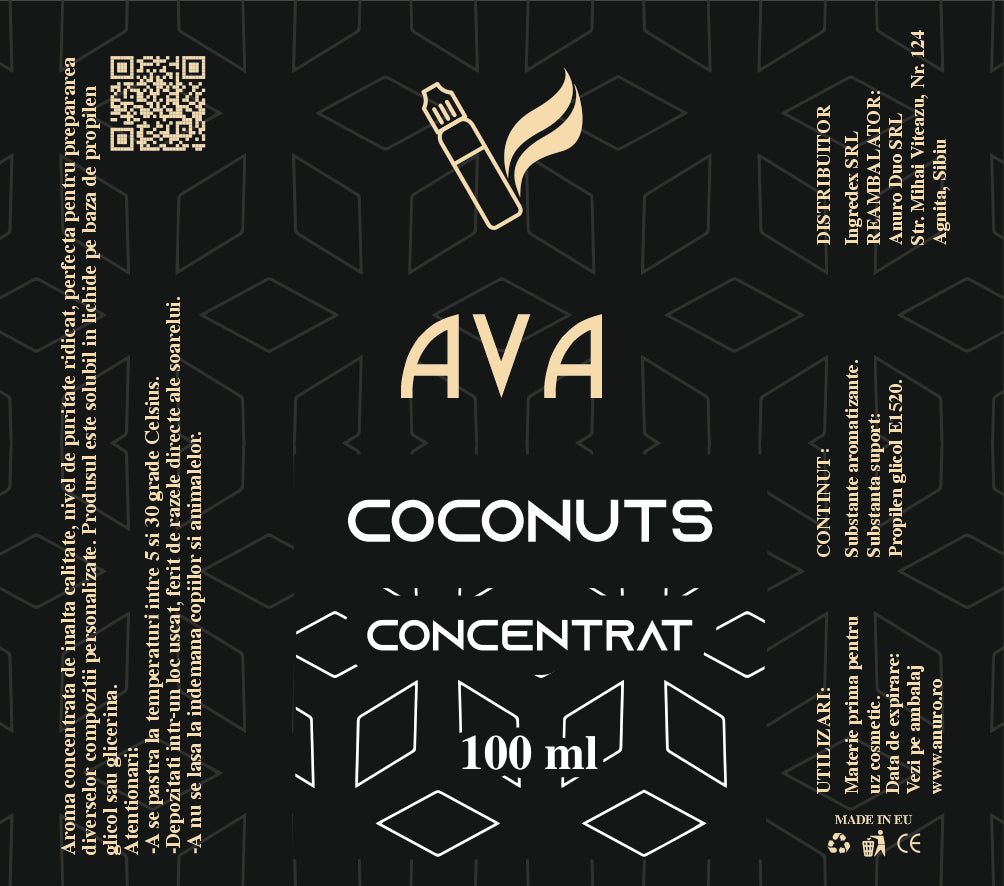 Miros intens de cocos pentru bazele tale, gust autentic si aroma tropicala.