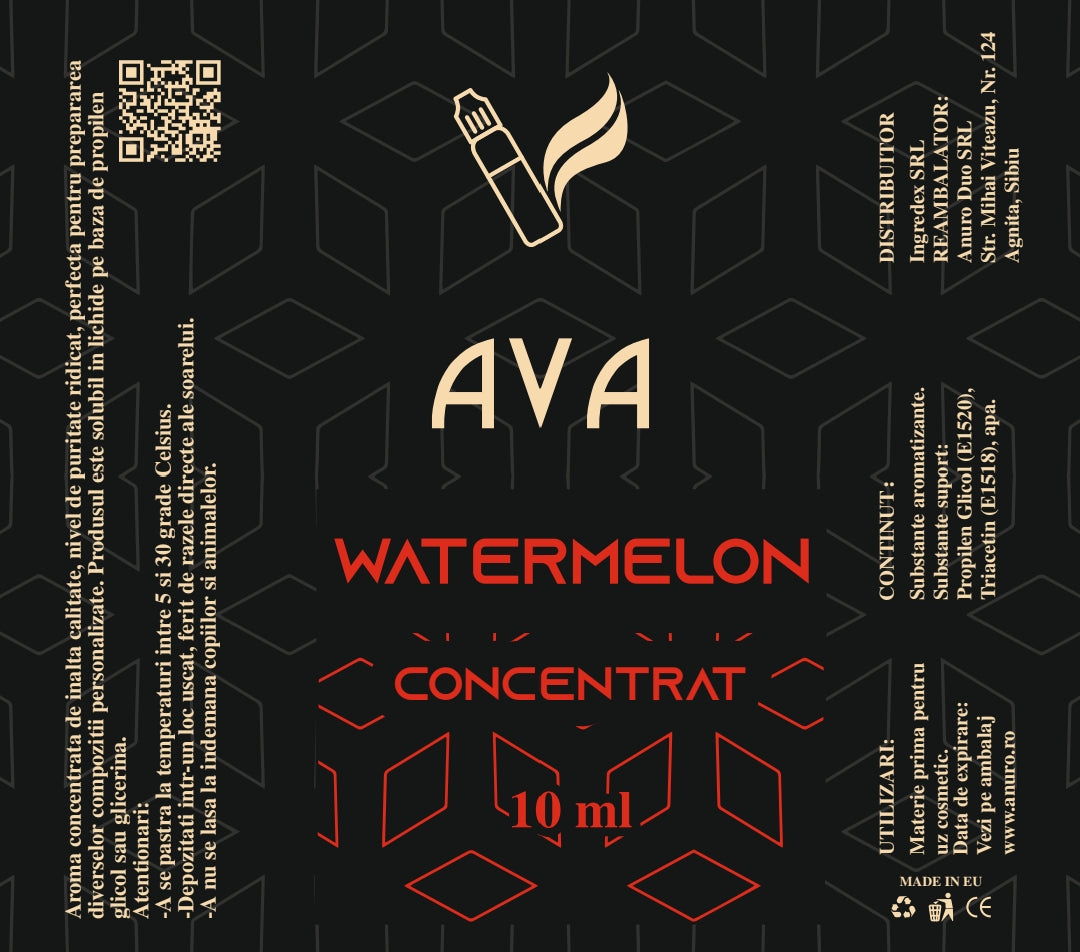 Aroma alimentara pepene rosu, concentrata si intensa , cu gust proaspat si fructat.